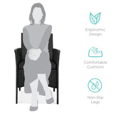 Best Choice Products 3-Piece Outdoor Wicker Conversation Bistro Set, Space Saving Patio Furniture for Garden w/Side Table - Black/Black Best Choice Products