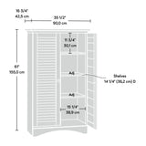 Sauder Harbor View Storage Pantry Cabinet, L: 35.43" x W: 16.73" x H: 61.02", Antiqued Paint finish Sauder