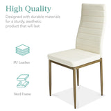 Best Choice Products 5-Piece Glass Dining Set, Modern Kitchen Table Furniture for Dining Room, Dinette, Compact Space-Saving w/Glass Tabletop, 4 Upholstered PU Chairs, Metal Steel Frame - Ivory/Gold Best Choice Products