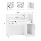 OmySalon Modern Reception Desk, Front Table Counter with Lockable Drawers and Moveable Shelves, Receptionist Desk Retail Checkout, for Lobby Beauty Salon Office, White (47.2”W x 18.9”D x 43.7”H) OmySalon