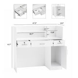 LEADZM H-Shaped Reception Desk with Counter, Front Desk with Lockable Drawers & Adjustable Shelf, Retail Checkout Counter for Beauty Salon Office (White) LEADZM