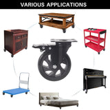 5 Inch Swivel Caster Wheels Set of 4, Heavy Duty Casters with Brake, Polyurethane Locking Casters for Cart, Workbench and Trolley-Load 2200lbs, Black(Two Hardware Kits) Wieyunn