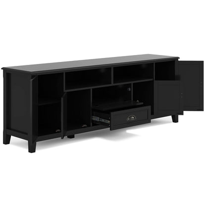 SIMPLIHOME Burlington SOLID WOOD 72 Inch Wide Transitional TV Media Stand in Black for TVs up to 80 Inches, For the Living Room and Entertainment Center