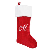 PORRUNNY 20 Inch Letter Christmas Stockings Red Polyester Plush for Family Holiday Xmas Party Decor Fireplace Hanging for Family Kids - M PORRUNNY