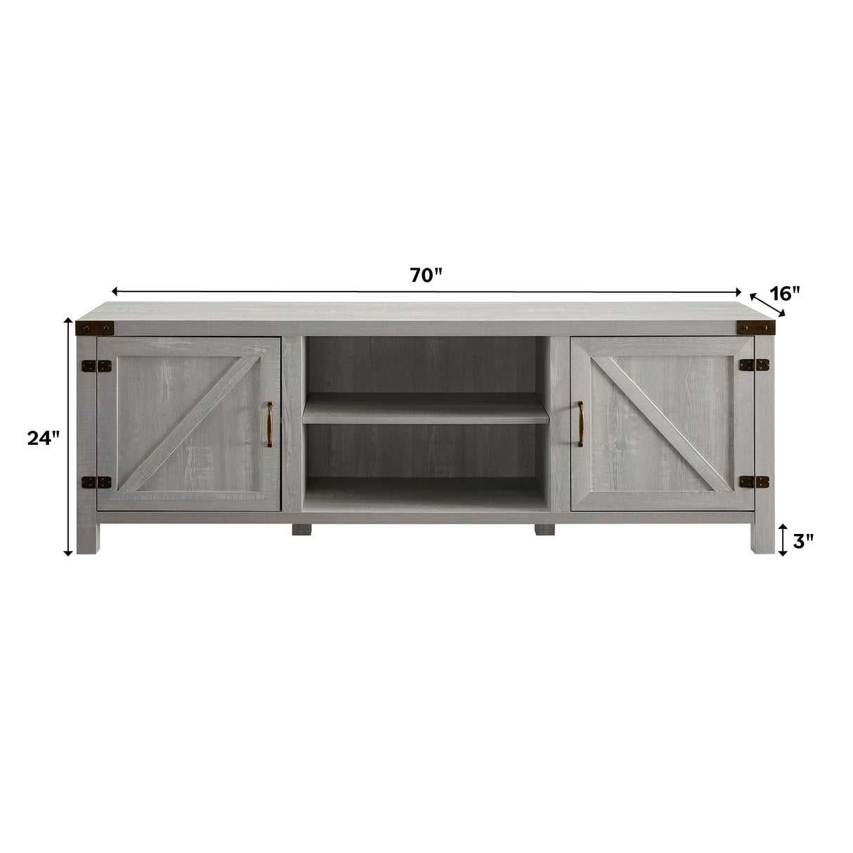 Walker Edison Georgetown Modern Farmhouse Double Barn Door TV Stand for TVs up to 80 Inches, 70 Inch, Stone Grey Walker Edison