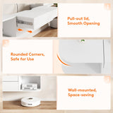 Lifewit Floating TV Stand for up to 50" TV, Wall Mounted Entertainment Center with Power Outlets and USB Ports, Large Storage Space with Sliding Tabletop, Open Shelves, White Lifewit