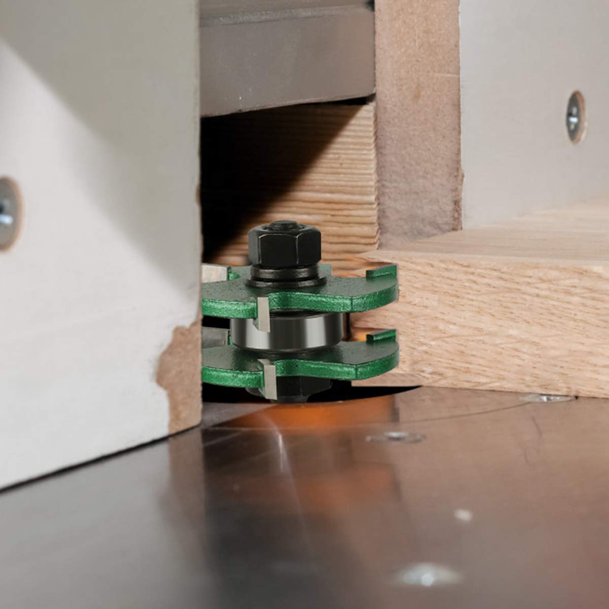 KOWOOD Pro Tongue and Groove Set of 2 Pieces 1/4 Inch Shank Router Bit Set 3 Teeth Adjustable T Shape Wood Milling Cutter KOWOOD