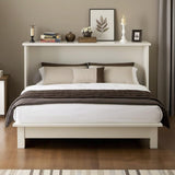 PVWIIK Full Size Murphy Bed with Large Storage Drawer for Guest Room Home Office, Wood Platform Bed Frame w/USB Ports & Charging Station,White PVWIIK