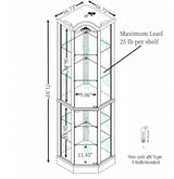 Glass Display Cabinet with Glass Doors, Corner Curio Cabinet with 4 Adjustable Glass Shelves, China Cabinet with Wooden Flower Carving for Living Room, Hallway, Oak Hayiodda