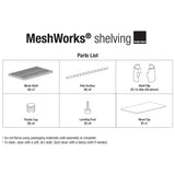 Design Ideas MeshWorks Stainless Metal Mesh Storage Wood Top Workbench Shelving Unit Rack for Garage and Kitchen Storage, Black Design Ideas