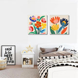 uuxsretaio 2 Pack Framed Paint by Number for Adults, Flower Paint by Numbers Kits on Canvas, Easy Adults Paint by Number Kits for Beginner DIY Acrylic Oil Painting for Home Wall Decor(8x8inch) uuxsretaio