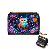 DIY Diamond Art Painting Kit - PU Leather Credit Card Holder Wallet & Coin Purse with Owl Pattern, Zipper Organizer 4.33x3.14in for Adults Santiway