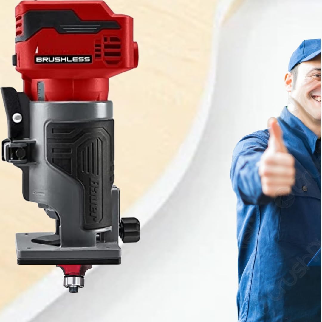 New!! 20 Volt Router Compatible with Bauer 20V Brushless Cordless Variable Speed Compact Router (21121CR-B) - Superior maneuverable, ideal for precision woodworking projects (Tool Only - No Battery) Generic