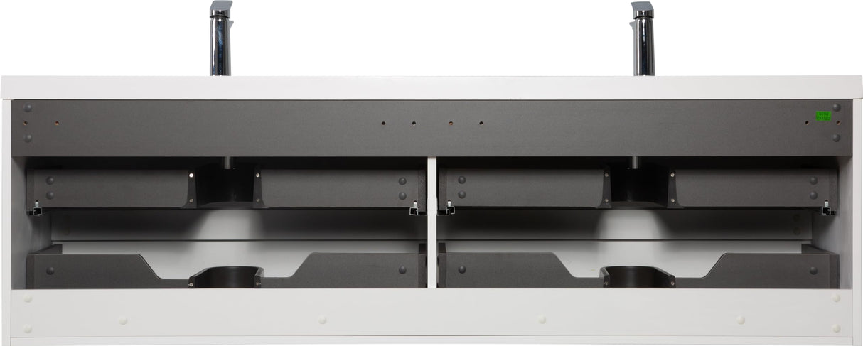 Gxcevsou 72" Floating Bathroom Vanity with Sink, Modern Wall-Mounted Bathroom Storage Vanity Cabinet with 2 Resin Top Basin and 4 Soft Close Drawers, Easy to Assemble, Glossy White Gxcevsou