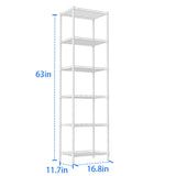 REGILLER 6 Wire Shelving Steel Storage Rack Adjustable Unit Shelves for Laundry Bathroom Kitchen Pantry Closet(White,11.7" D x 16.8" W x 63" H) REGILLER