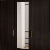 FAMAPY 4-Door Wardrobe Closet with Mirror Armoires and Wardrobes, Drawers and Shelves, Armoire Wardrobe Closet with Hanging Rod, Armoire Closet Espresso (63”W x 19.7”D x 70.9”H) FAMAPY