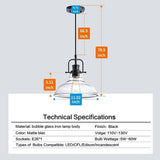 Zlepmlla Glass Pendant Light，Black Pendant Light Fixtures with Seeded Glass Shade, Adjustable Height Hanging Lights for Hallway, Kitchen Island, Dinning Room（Bulb not Included） Zlepmlla