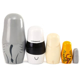 Moonmo 5pcs Handmade Wooden Animal Nesting Dolls - Elephant & Panda, Traditional Russian Matryoshka Gift Moonmo