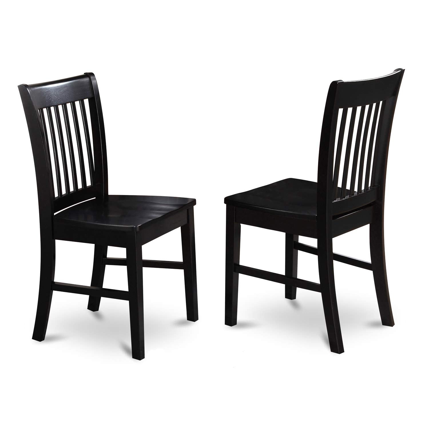 East West Furniture DUNO7-BLK-W 7-Piece Kitchen Table Chairs Set - a Rectangular Modern Kitchen Table - 6 Wood Dining Chairs with Solid Wood Seat & Slatted Back - Black Finish - WoodArtSupply