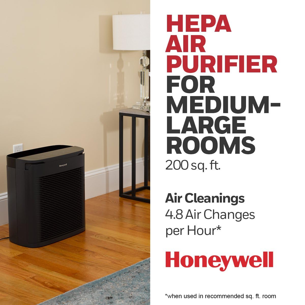 Honeywell PowerPlus HEPA Air Purifier for Home, Medium-Large Rooms, Reduces Allergens, Smoke, Wildfire Smoke, Pollen, Pet Dander and More, Black, HPA3100 Honeywell