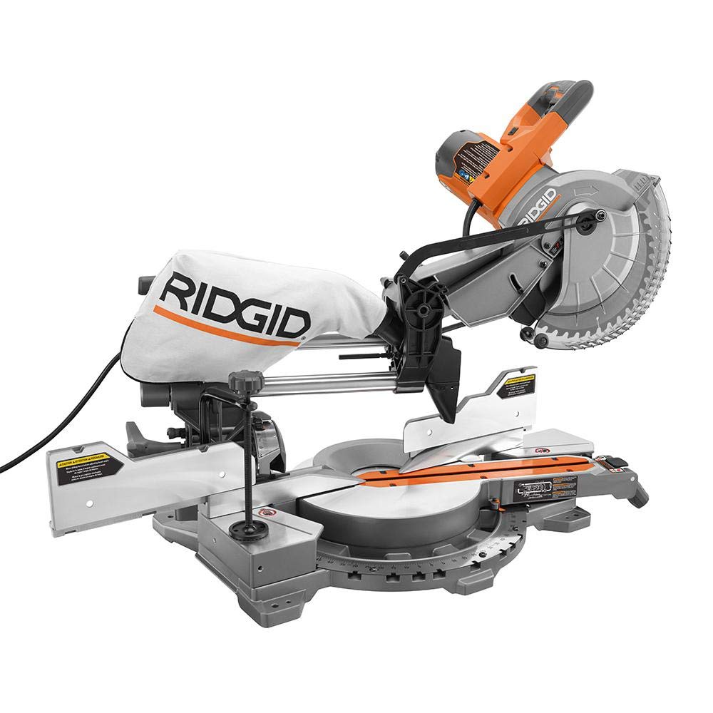 Ridgid R4210 15 Amp 10 Inch Corded Dual Bevel Sliding Miter Saw with 70° Miter Capacity - WoodArtSupply