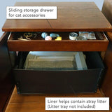 THE REFINED FELINE Cat Litter Box Enclosure Cabinet, Modern, Mahogany Brown, Round Feet, Large, Hidden Litter Cat Furniture with Drawer THE REFINED FELINE