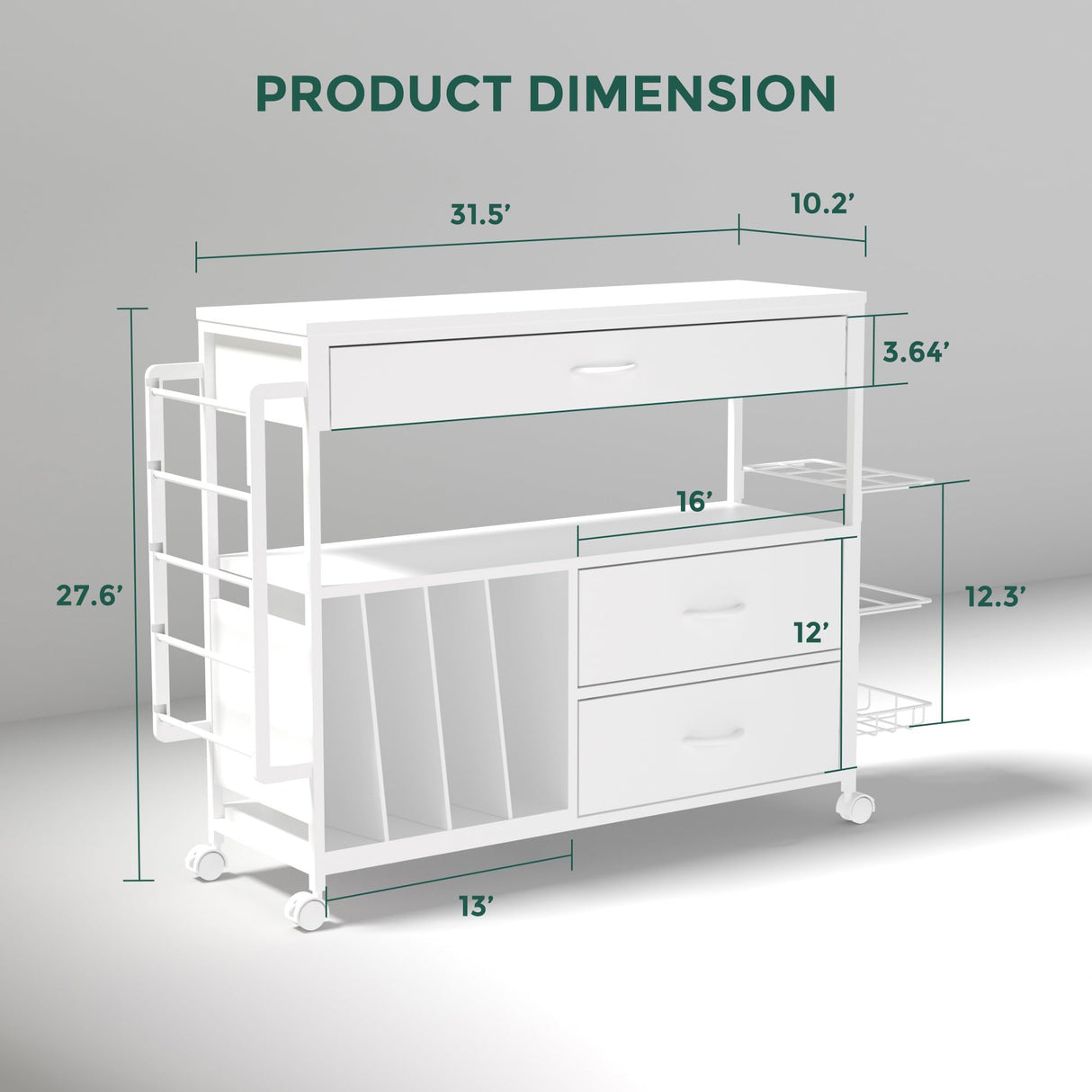Craft Organization and Storage cart,Gift wrap Organizer Storage,Wrapping Paper cart,Wrapping Station (3 Wooden Drawers) Anrigeail