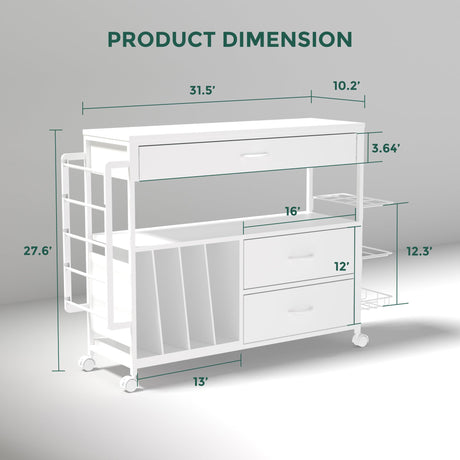 Craft Organization and Storage cart,Gift wrap Organizer Storage,Wrapping Paper cart,Wrapping Station (3 Wooden Drawers) Anrigeail