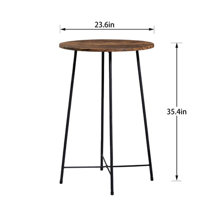 Modern Brown Round Bar Table - VECELO 23.6" Bistro Dining Furniture for Breakfast & Pub Use