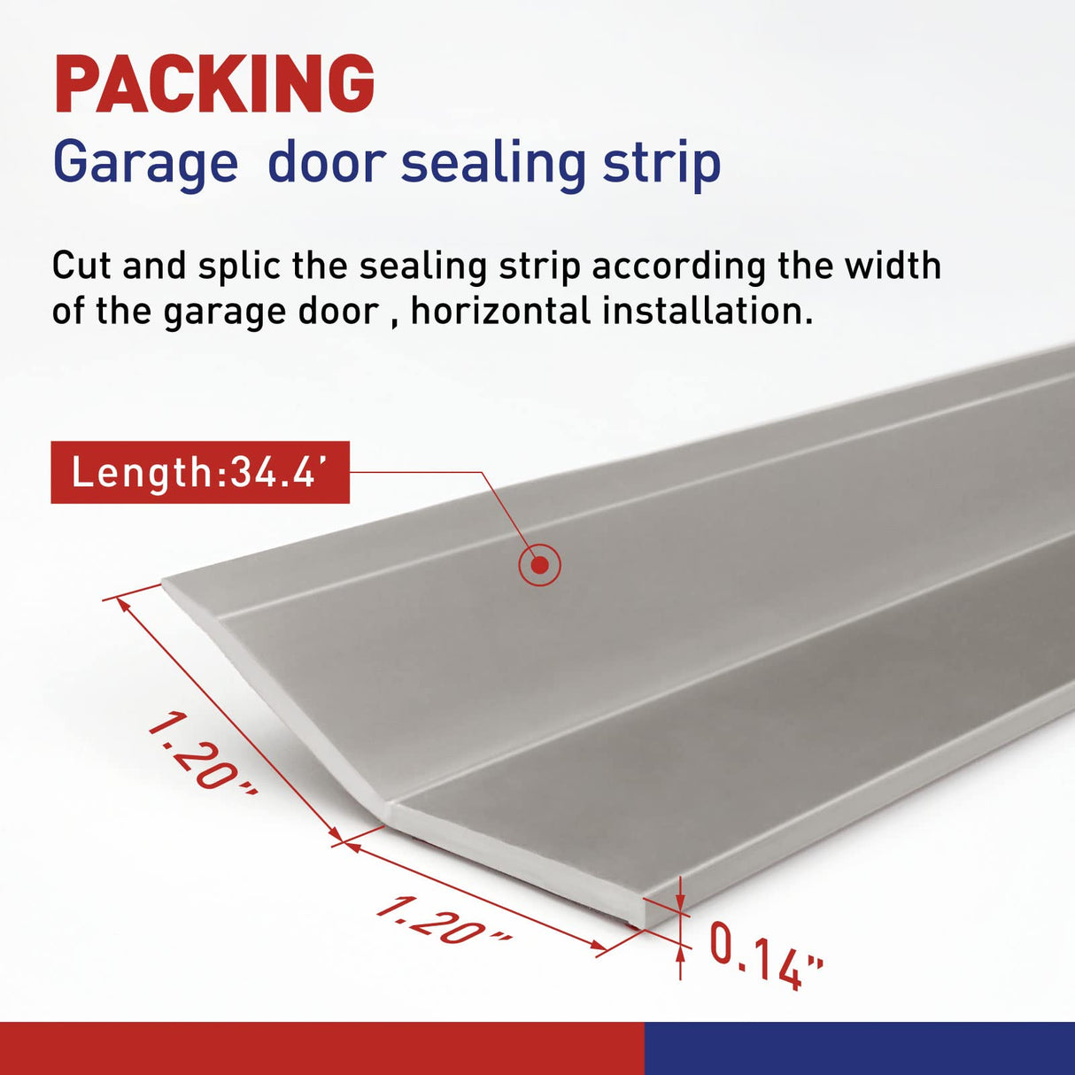 FOSLUOC Garage Door Seal Top and Sides Seal Strip 34FT Rubber Weather Stripping Replacement Soft and Hard Composite, Weatherproofing Universal Sealing (Grey) FOSLUOC