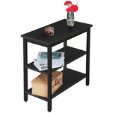 HOOBRO End Table, Simple Rustic Side Table with 3-Tier Storage Shelf, Narrow Nightstand for Small Spaces, Easy Assembly, for Living Room, Bedroom, Metal, Industrial Design, Black BB14BZ01 HOOBRO