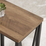 FOLUBAN Side Table with Storage Shelf, Rustic End Table for Living Room, Wood and Metal Nightstand for Bedroom, Oak FOLUBAN