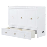 Harper & Bright Designs Full Size Murphy Bed with USB Charging Station/Large Drawer, Wood Full Size Bed Wall Bed with Storage, Cube Cabinet Bed for Home Office Guest Room Bedroom,White Harper & Bright Designs