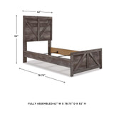 Signature Design by Ashley Wynnlow Rustic Twin Crossbuck Panel Bed with Metal Slats, Foundation or Box Spring Needed, Gray Signature Design by Ashley