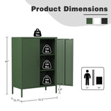 Bevivog Green Metal Locker Cabinet with 2 Doors, Metal Accent Cabinets with 2 Adjustable Shelves Home Office Storage Lockers Sideboard for Kitchen Living Room Hallway Entryway Bevivog