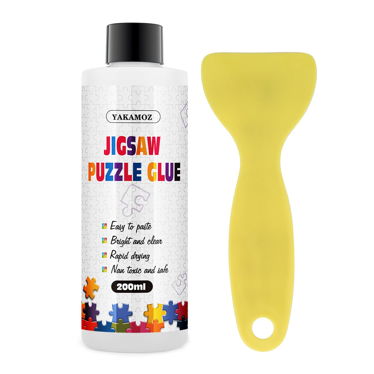 YAKAMOZ Updated Jigsaw Puzzle Glue with Applicator for Adults and Children Clear Water-Soluble Special Craft Puzzle Glue, Non-Toxic and Quick Dry for 3000/4500/5000 Pieces of Puzzle,200ML YAKAMOZ