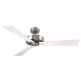 Luminance kathy ireland HOME Keane 52 Inch Ceiling Fan, Brushed Steel | Modern Design with 4-Speed Wall Control | 3 Reversible Wood Blades in Satin White and Maple,10.9x10.9x52,CF320WBS Luminance