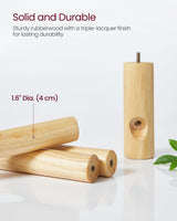 VASAGLE Solid Wood Coat Rack, Free Standing Hall Coat Tree with 8 Hooks, 3 Height Options, for Coats, Hats, Bags, Purses, for Entryway, Hallway, Rubberwood Hooks and Pole, Dark Walnut URCR010W01 VASAGLE