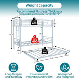 NeoTechEra Heavy-Duty Twin Over Twin Bunk Bed with Trundle - Convertible Adult Bunk Bed Frame, Full-Length Guardrail & Secure Ladder - No Box Spring, Space-Saving Platform Bed for Home/Dorm NeoTechEra