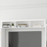 ROMSHINE Wall Unit Entertainment Center, TV Wall Units for Living Room with Storage, 102" W Large Farmhouse TV Stand with Glass Doors, Ajustable Bookshelf & Bridge for Bedroom, White ROMSHINE