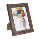 Q.Hou 5x7 Picture Frame Wood Pattern Rustic Brown Photo Frames Packs 4 with High Definition Plexiglass for Tabletop or Wall Decor (QH-PF5X7-BR) Q.Hou