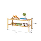 FILWH Bamboo Shoe Rack Stackable Shoe Shelf Storage Organizer for Unit Entryway Hallway and Closet Sturdy Freestanding Shoe Shelf(2 Tier Natural) FILWH