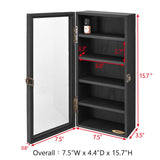 Ikee Design Wall Mounted Wooden Collectible Display Case 5 Shelf Display Storage Accessories with Tempered Glass Door, Black Color Ikee Design