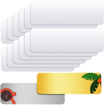 12 Pieces Sublimation Name Plate Blank Aluminum Name Card Personalized Custom Name Plate Blank Metal Name Tag Label with 12 Pieces Adhesive Backing for Men Women Boys Girls Wife Husband