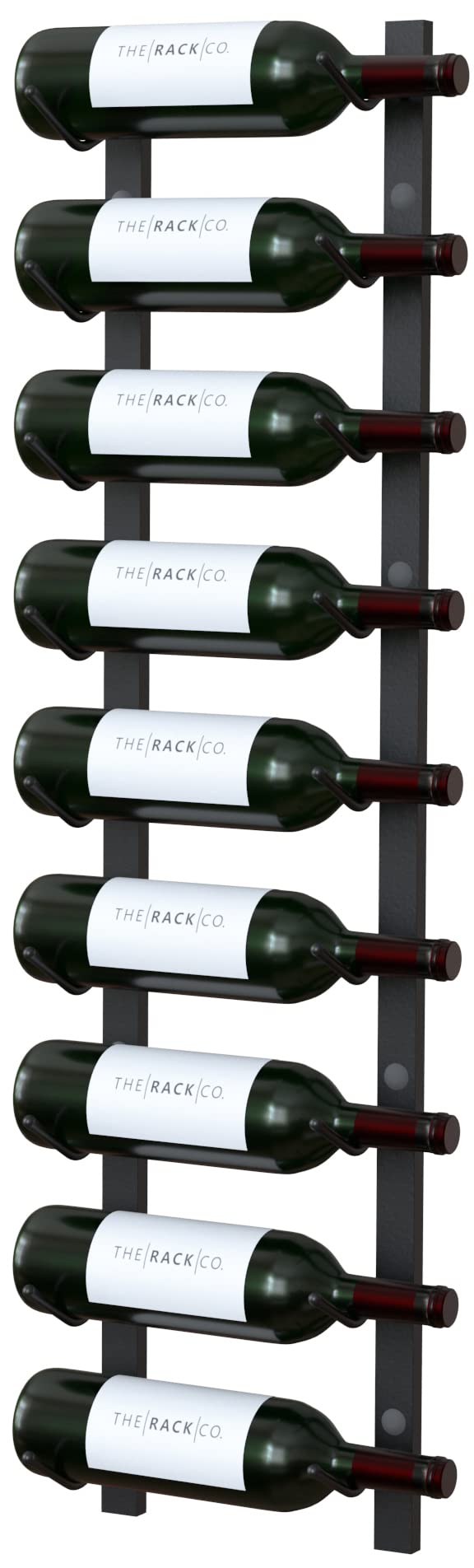 Y-Furniture The Rack Co. Wall Series - 9 Bottles Wall Mounted Wine Rack, Wine Storage with Label View (Steel, Satin Finish) TheRackCo.