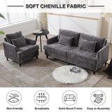 AZSJML 2 Pieces Sofa Couch Set for Living Room, 68'' Mid Century Modern Loveseat and Accent Chair Set, Chenille Sofa Comfy Cloud Couch with Deep Seats for Small Spaces Apartment Bedroom, Grey AZSJML