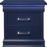 HomeRoots 482397 24 in. Two Drawer Solid Wood Lighted Nightstand Blue HomeRoots