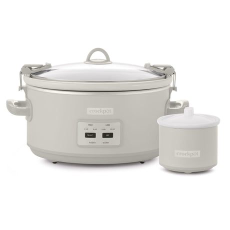 Crock-Pot 7 Quart Cook and Carry Slow Cooker with Touch Control, 4 Pre Programmed Settings, Removable Stoneware, and Locking Lid, Mushroom Crock-Pot