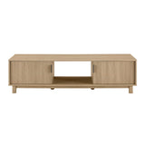 Walker Edison Walton Modern Fluted-Door Low TV Stand for TVs up to 65 Inches, 58 Inch, Coastal Oak Walker Edison