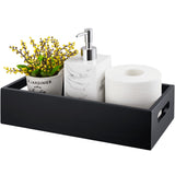 ALELION Black Bathroom Basket - Wooden Toilet Tank Paper Basket with Handle for Organizing - Back of Toilet Storage Organizer for Bathroom Tank Topper Counter - Black Bathroom Decor Box ALELION